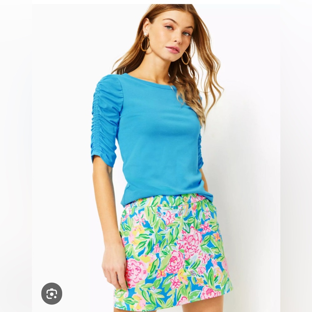 Lilly Pulitzer Colette Scallop Hem Knit Skort Blue Ibiza Cabana Cocktail size 2